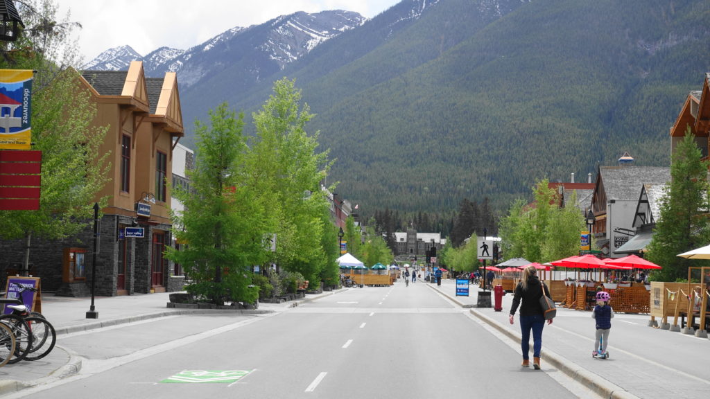 Banff Ave. in the spring of 2021